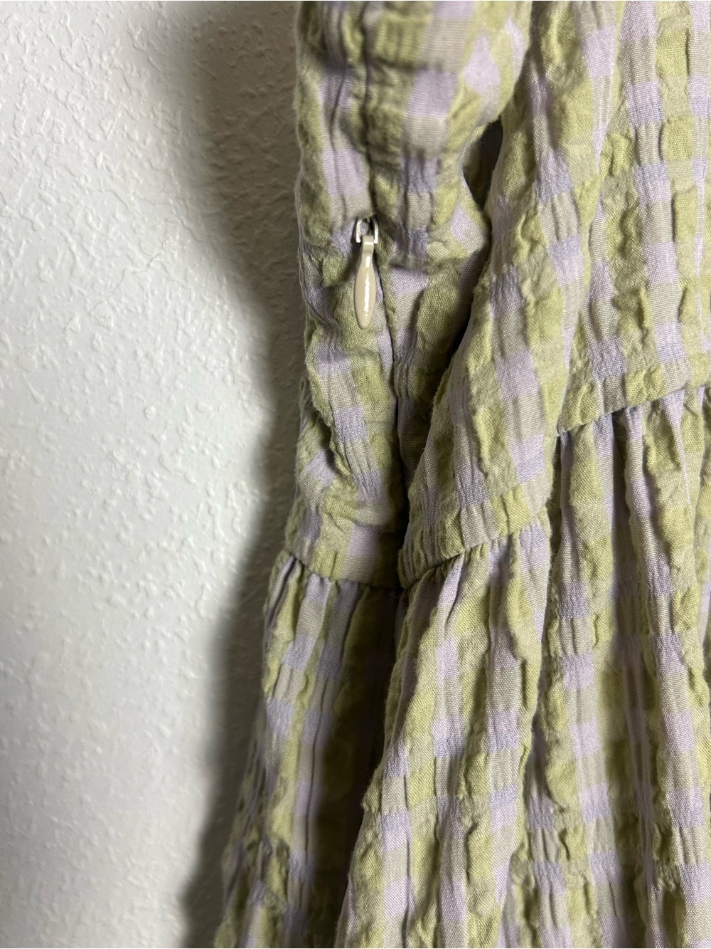 Light Sage Textured Maxi Dress with Spaghetti Straps - Picture 7 of 14